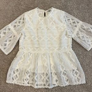 Chicwish White Lace Short Sleeve Peplum top SM